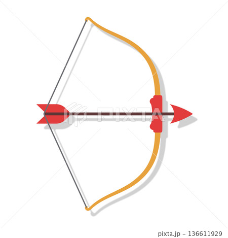 Archer bow icon in flat style. Archery weapon vector illustration on isolated background. Hunter target sign business concept. 136611929