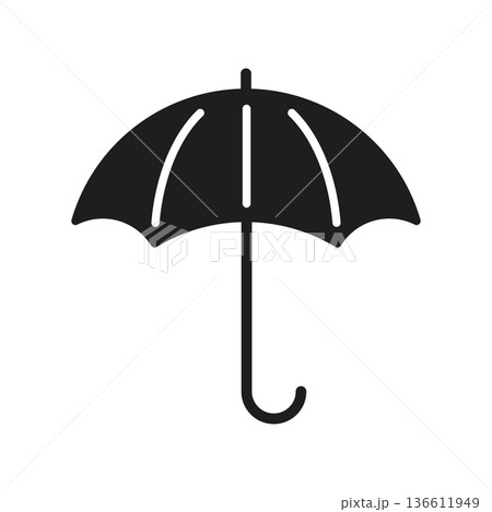 Umbrella icon in flat style. Rain protection vector illustration on isolated background. Weather defense equipment sign business concept. Umbrella icon in flat style. Rain protection vector illustration on isolated background. Weather defense equipment sign business concept. 136611949