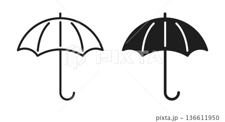 Umbrella icon in flat style. Rain protection vector illustration on isolated background. Weather defense equipment sign business concept. 136611950