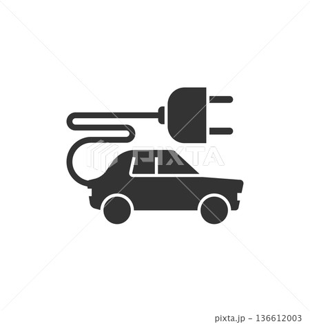 Electric car icon in flat style. Electro auto vector illustration on white isolated background. Ecology transport business concept. Electric car icon in flat style. Electro auto vector illustration on white isolated background. Ecology transport business concept. 136612003