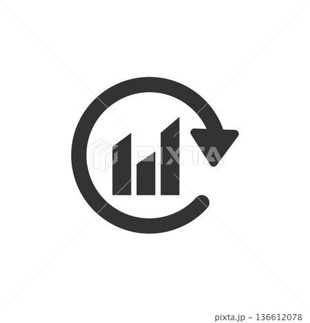 Graph arrow icon in flat style. Financial analytics vector illustration on white isolated background. Forecast sign business concept. Graph arrow icon in flat style. Financial analytics vector illustration on white isolated background. Forecast sign business concept. 136612078