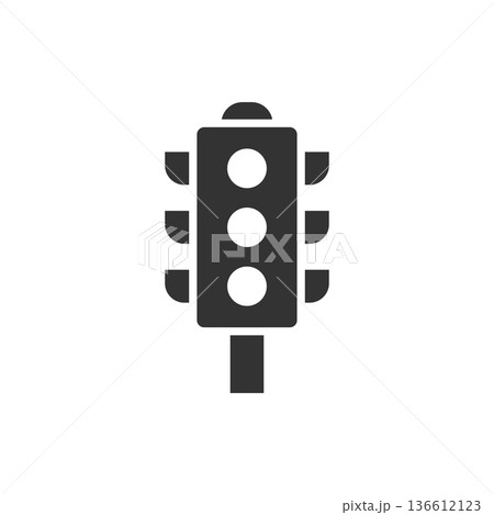 Semaphore icon in flat style. Traffic light vector illustration on white isolated background. Crossroads business concept. Semaphore icon in flat style. Traffic light vector illustration on white isolated background. Crossroads business concept. 136612123