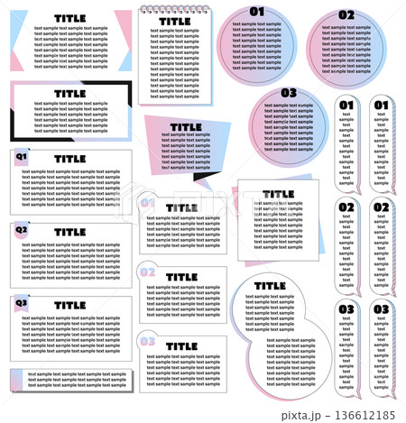 ビジネス向けシンプルなタイトルフレーム アクセントになるおしゃれなあしらい ピンク 水色 136612185