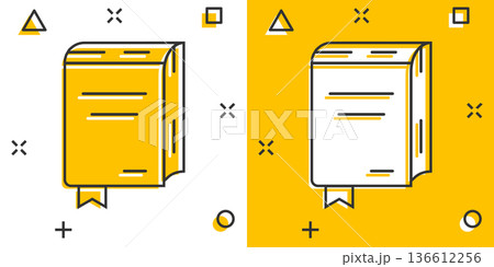 Document book icon in comic style. Paper sheet cartoon vector illustration on white background. Notepad document splash effect business concept. 136612256