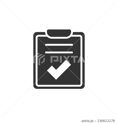 Document checklist icon in flat style. Report vector illustration on white isolated background. Paper sheet business concept. Document checklist icon in flat style. Report vector illustration on white isolated background. Paper sheet business concept. 136612276