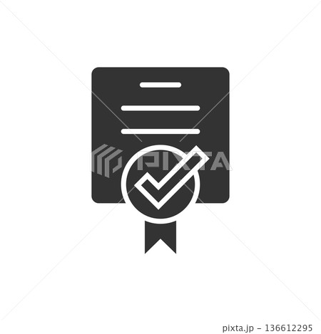 Approve certificate icon in flat style. Document check mark vector illustration on white isolated background. Approval choice business concept. Approve certificate icon in flat style. Document check mark vector illustration on white isolated background. Approval choice business concept. 136612295