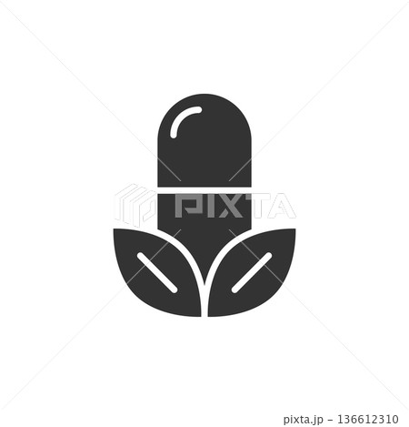 Vitamin pill note icon in flat style. Capsule vector illustration on white isolated background. Antibiotic sign business concept. 136612310