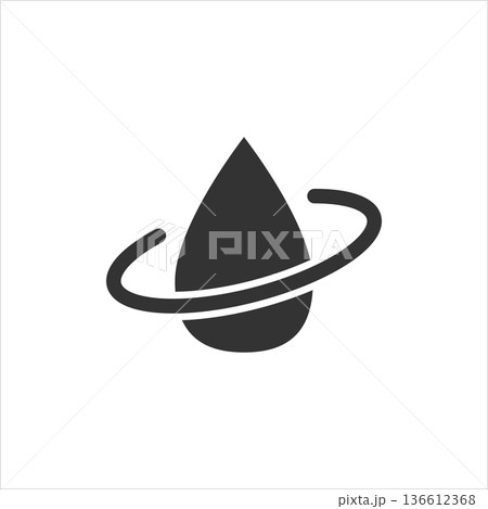Water drop icon in flat style. Droplet vector illustration on white isolated background. Recycle sign business concept. Water drop icon in flat style. Droplet vector illustration on white isolated background. Recycle sign business concept. 136612368