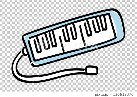 A cute and relaxed hand-drawn illustration of a melodica A cute and relaxed hand-drawn illustration of a melodica 136612376