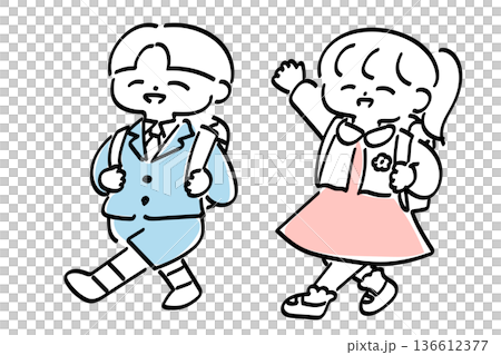 Cute and relaxed illustration of children at the entrance ceremony 136612377