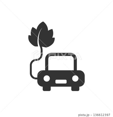 Eco car icon in flat style. Leaf and auto vector illustration on white isolated background. Bio charging sign business concept. Eco car icon in flat style. Leaf and auto vector illustration on white isolated background. Bio charging sign business concept. 136612397
