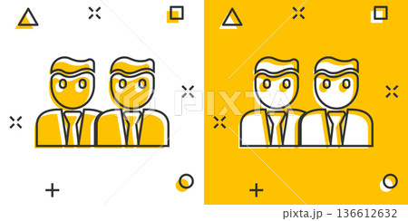 People communication icon in comic style. People cartoon vector illustration on white background. Partnership splash effect business concept. People communication icon in comic style. People cartoon vector illustration on white background. Partnership splash effect business concept. 136612632