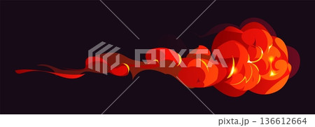 Cartoon magic red smoke vfx effect. Vector glowing fiery cloud with orange and red abstract explosion. Hot flame burst with bright light and dynamic rounded shapes, fantasy, magic, or attack action Cartoon magic red smoke vfx effect. Vector glowing fiery cloud with orange and red abstract explosion. Hot flame burst with bright light and dynamic rounded shapes, fantasy, magic, or attack action 136612664