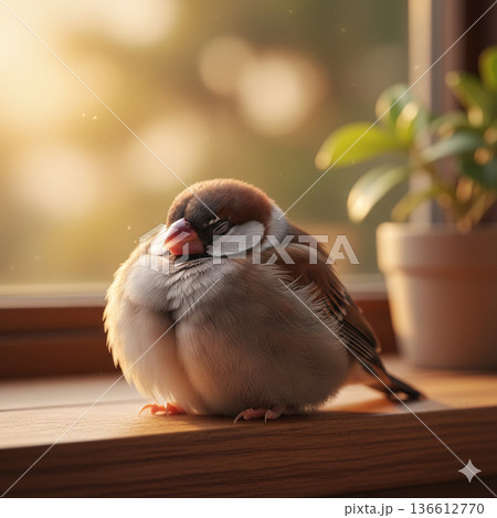 ベランダにやって来た文鳥 136612770