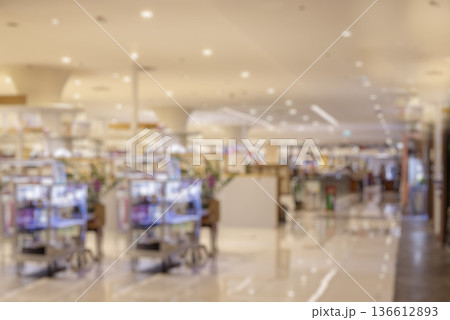 Blurred background bright shopping mall Silver gray lighting. defocused store light bokeh in retail store. Blurry hospital bright softness hotel with copy space. Backdrop present design template. Blurred background bright shopping mall Silver gray lighting. defocused store light bokeh in retail store. Blurry hospital bright softness hotel with copy space. Backdrop present design template. 136612893