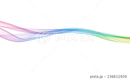 7カラーウェーブ背景ライン　白バック パワーポイント背景 136612939