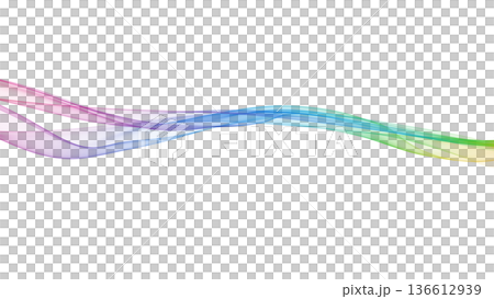 7カラーウェーブ背景ライン　白バック パワーポイント背景 136612939