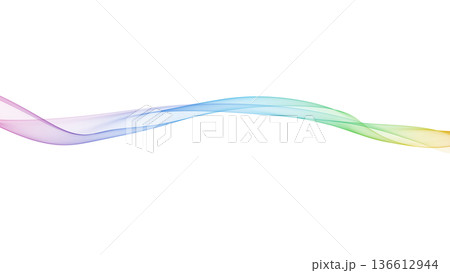 7カラーウェーブ背景ライン　白バック パワーポイント背景 136612944