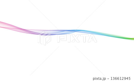 7カラーウェーブ背景ライン　白バック パワーポイント背景 136612945
