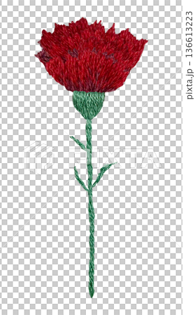 [Single Carnation] Hand-embroidered illustration material 136613223