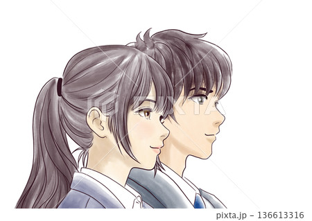 制服を着た若い男女 136613316