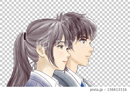 制服を着た若い男女 136613316
