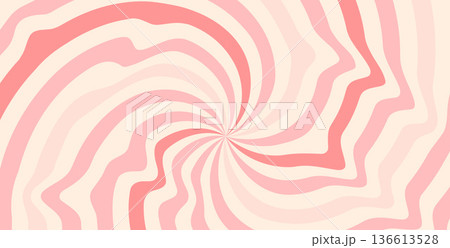 Twisted red and pink candy pattern. Creamy colors texture starburst background. Retro spiral sun rays backdrop. Abstract girly illustration. Vector wavy carnival stripes vintage design Twisted red and pink candy pattern. Creamy colors texture starburst background. Retro spiral sun rays backdrop. Abstract girly illustration. Vector wavy carnival stripes vintage design 136613528