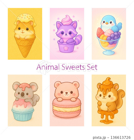 かわいい動物×スイーツ6点セット01 136613726