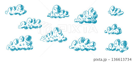 Clouds hand drawn kids set. Vintage doodle sketch blue sky. Retro ink pencil cloudskape. Vector naive ink or crayon illustration collection isolated on transparent background Clouds hand drawn kids set. Vintage doodle sketch blue sky. Retro ink pencil cloudskape. Vector naive ink or crayon illustration collection isolated on transparent background 136613734