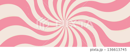 Groovy twisted pink starburst background. Retro spiral sun rays abstract illustration. Vector wavy dynamic lines decoration. Radial carnival stripes vintage backdrop. Sunburst 70s pop art design Groovy twisted pink starburst background. Retro spiral sun rays abstract illustration. Vector wavy dynamic lines decoration. Radial carnival stripes vintage backdrop. Sunburst 70s pop art design 136613745