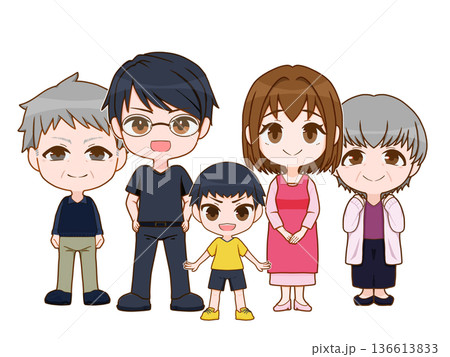 子供が男の子の三世代家族 子供が男の子の三世代家族 136613833