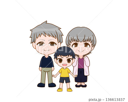 老夫婦と男の子の孫 136613837