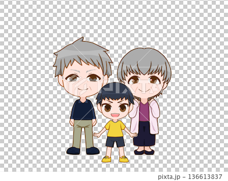 老夫婦と男の子の孫 136613837