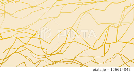 Kintsugi-inspired golden cracks on beige marble texture. Broken surface with elegant gold lines creates luxury abstract pattern. Perfect for modern design and art projects. Vector simple stone bg Kintsugi-inspired golden cracks on beige marble texture. Broken surface with elegant gold lines creates luxury abstract pattern. Perfect for modern design and art projects. Vector simple stone bg 136614042