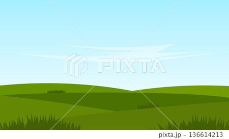 green hills and blue sky. nature landscape cartoon background scene green hills and blue sky. nature landscape cartoon background scene 136614213
