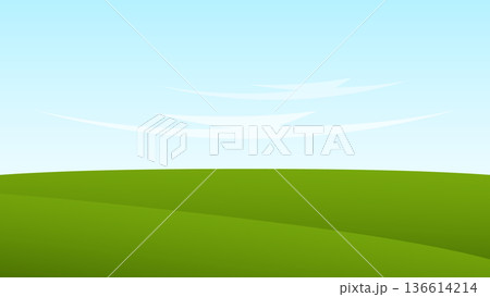 green field and blue sky background. nature landscape cartoon scene 136614214
