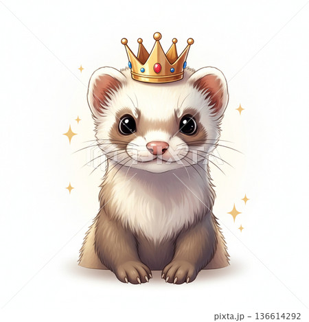 お座りした子フェレット お座りした子フェレット 136614292