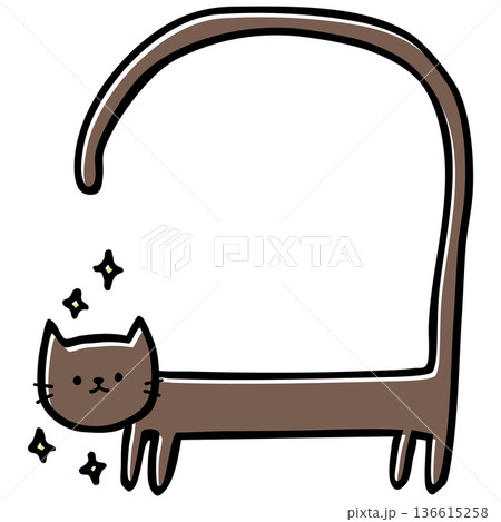 かわいい手描きの猫の吹き出し風ベクターイラスト かわいい手描きの猫の吹き出し風ベクターイラスト 136615258