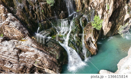 Cascading rocky waterfall. High quality photo Cascading rocky waterfall. High quality photo 136615814