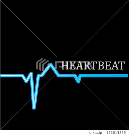 Heart beat monitor pulse line art vector icon,...のイラスト素材 [136615836 ...