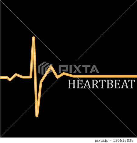 Heart beat monitor pulse line art vector icon,...のイラスト素材 [136615839 ...