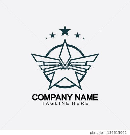 Star with wing logo icon vector illustration design template 136615961