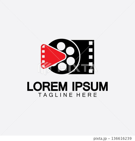 Play movie Video Camera& Film Strip Play Movie Cinema Entertainment Stock Vector icon logo design Play movie Video Camera& Film Strip Play Movie Cinema Entertainment Stock Vector icon logo design 136616239