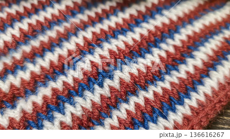 Colorful knitted fabric suitable for home decor, fashion or textile. pattern. 136616267