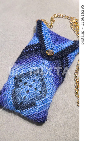 Colorful knitted fabric suitable for home decor, fashion or textile. pattern. 136616295