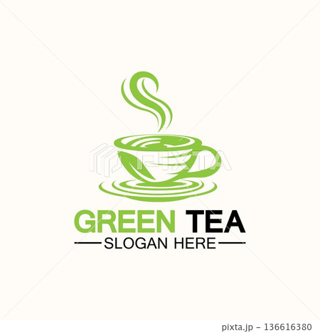 Tea cup logo vector design.Green tea vector logo template. Tea cup logo vector design.Green tea vector logo template. 136616380