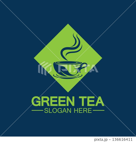 Tea cup logo vector design.Green tea vector logo template. 136616411