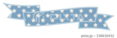 シンプルでかわいい星のリボン ブルー1 136616432