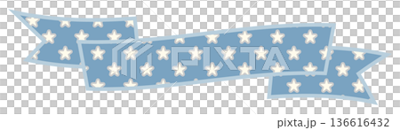 シンプルでかわいい星のリボン ブルー1 136616432