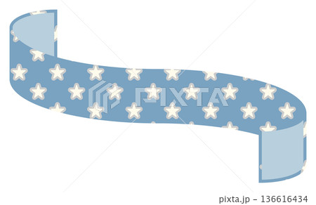 シンプルでかわいい星のリボン ブルー3 136616434